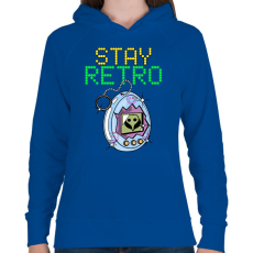 PRINTFASHION Stay retro Tamagochi - Női kapucnis pulóver - Királykék