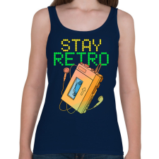 PRINTFASHION Stay retro walkman - Női atléta - Sötétkék női trikó