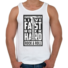 PRINTFASHION Stay true, Live fast, Rock hard, Rock & Roll - fehér - Férfi atléta - Fehér