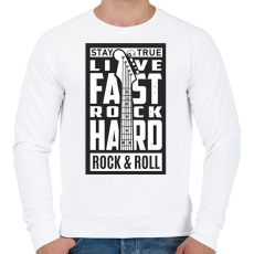 PRINTFASHION Stay true, Live fast, Rock hard, Rock & Roll - fehér - Férfi pulóver - Fehér