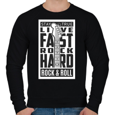 PRINTFASHION Stay true, Live fast, Rock hard, Rock & Roll - fekete - Férfi pulóver - Fekete férfi pulóver, kardigán