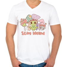 PRINTFASHION Stay weird - Férfi V-nyakú póló - Fehér férfi póló