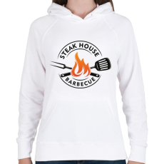 PRINTFASHION Steak house barbecue - Női kapucnis pulóver - Fehér