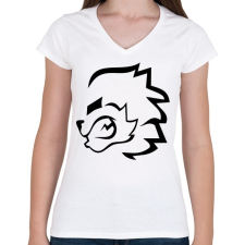 PRINTFASHION stencil oroszlán - Női V-nyakú póló - Fehér női póló