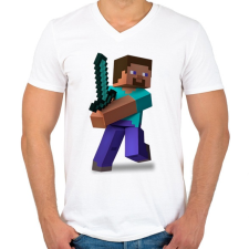 PRINTFASHION Stevee - Férfi V-nyakú póló - Fehér férfi póló