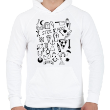 PRINTFASHION Stick nd poke - Férfi kapucnis pulóver - Fehér férfi pulóver, kardigán