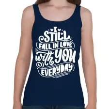 PRINTFASHION Still fall in love - Női atléta - Sötétkék női trikó