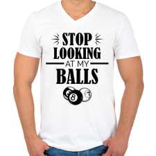 PRINTFASHION Stop looking - Férfi V-nyakú póló - Fehér férfi póló