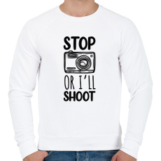 PRINTFASHION Stop or I'll shoot - Férfi pulóver - Fehér