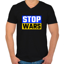 PRINTFASHION STOP WARS 2 - Férfi V-nyakú póló - Fekete férfi póló