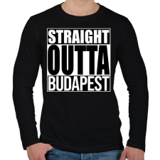 PRINTFASHION Straight Outta Budapest - Férfi hosszú ujjú póló - Fekete férfi póló