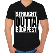 PRINTFASHION Straight Outta Budapest - Férfi V-nyakú póló - Fekete férfi póló