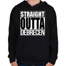 PRINTFASHION Straight Outta Debrecen - Gyerek kapucnis pulóver - Fekete