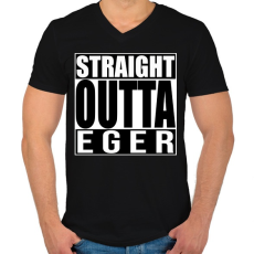 PRINTFASHION Straight Outta Eger - Férfi V-nyakú póló - Fekete