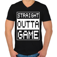 PRINTFASHION Straight outta Game - Férfi V-nyakú póló - Fekete férfi póló