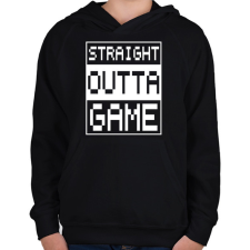 PRINTFASHION Straight outta Game - Gyerek kapucnis pulóver - Fekete gyerek pulóver, kardigán