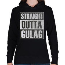 PRINTFASHION Straight Outta Gulag - Női kapucnis pulóver - Fekete női pulóver, kardigán