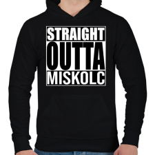 PRINTFASHION Straight Outta Miskolc - Férfi kapucnis pulóver - Fekete férfi pulóver, kardigán