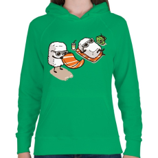 PRINTFASHION Strand sushi - Női kapucnis pulóver - Zöld