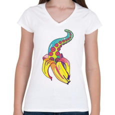 PRINTFASHION Strange banana - Női V-nyakú póló - Fehér
