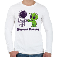 PRINTFASHION Strange Friends - Férfi hosszú ujjú póló - Fehér férfi póló
