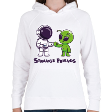PRINTFASHION Strange Friends - Női kapucnis pulóver - Fehér női pulóver, kardigán