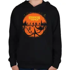 PRINTFASHION Stranger halloween - Gyerek kapucnis pulóver - Fekete gyerek pulóver, kardigán