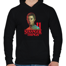 PRINTFASHION Stranger Things - 11 - Férfi kapucnis pulóver - Fekete férfi pulóver, kardigán