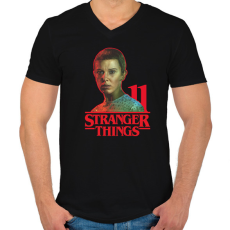 PRINTFASHION Stranger Things - 11 - Férfi V-nyakú póló - Fekete