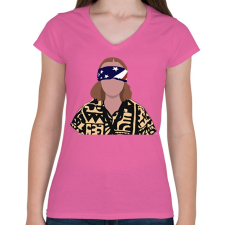 PRINTFASHION Stranger Things 11 - Női V-nyakú póló - Rózsaszín női póló