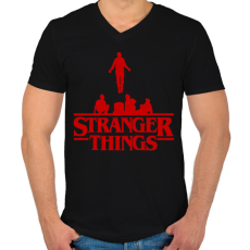 PRINTFASHION Stranger Things 4 - Férfi V-nyakú póló - Fekete