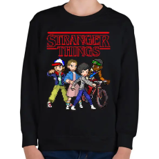 PRINTFASHION Stranger things 8 bit - Gyerek pulóver - Fekete