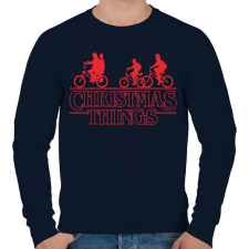 PRINTFASHION Stranger things christmas piros - Férfi pulóver - Sötétkék férfi pulóver, kardigán