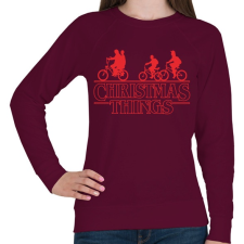 PRINTFASHION Stranger things christmas piros - Női pulóver - Bordó női pulóver, kardigán