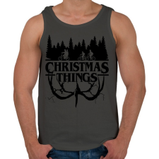 PRINTFASHION Stranger things Christmas things fekete - Férfi atléta - Sötétszürke atléta, trikó