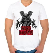 PRINTFASHION Stranger Things - Demogorgon Free Hugs - Férfi V-nyakú póló - Fehér férfi póló