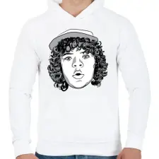 PRINTFASHION Stranger Things Dustin - Férfi kapucnis pulóver - Fehér férfi pulóver, kardigán