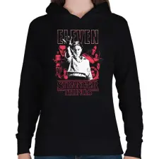 PRINTFASHION Stranger Things Eleven - Női kapucnis pulóver - Fekete női pulóver, kardigán