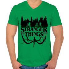PRINTFASHION Stranger Things fekete - Férfi V-nyakú póló - Zöld férfi póló
