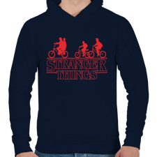 PRINTFASHION Stranger Things felirat - Férfi kapucnis pulóver - Sötétkék férfi pulóver, kardigán