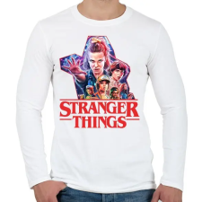 PRINTFASHION Stranger things - Férfi hosszú ujjú póló - Fehér férfi póló
