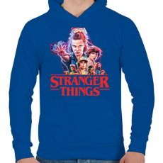 PRINTFASHION Stranger things - Férfi kapucnis pulóver - Királykék