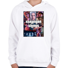 PRINTFASHION Stranger Things - Gyerek kapucnis pulóver - Fehér gyerek pulóver, kardigán