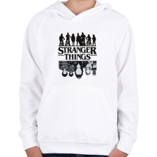 PRINTFASHION Stranger things - Gyerek kapucnis pulóver - Fehér gyerek pulóver, kardigán