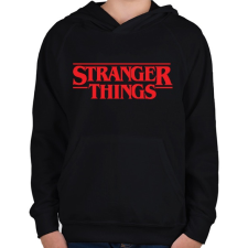 PRINTFASHION stranger things - Gyerek kapucnis pulóver - Fekete gyerek pulóver, kardigán