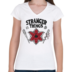 PRINTFASHION Stranger Things HELLFIRE CLUB - Női V-nyakú póló - Fehér