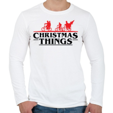 PRINTFASHION Stranger Things Karácsony fekete - Férfi hosszú ujjú póló - Fehér