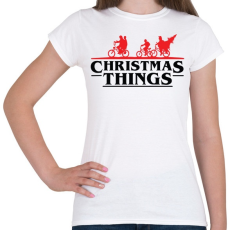 PRINTFASHION Stranger Things Karácsony fekete - Női póló - Fehér