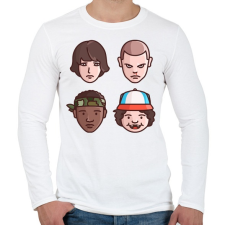 PRINTFASHION Stranger Things Karakterek - Férfi hosszú ujjú póló - Fehér férfi póló