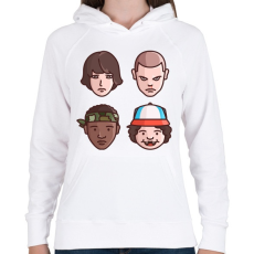 PRINTFASHION Stranger Things Karakterek - Női kapucnis pulóver - Fehér